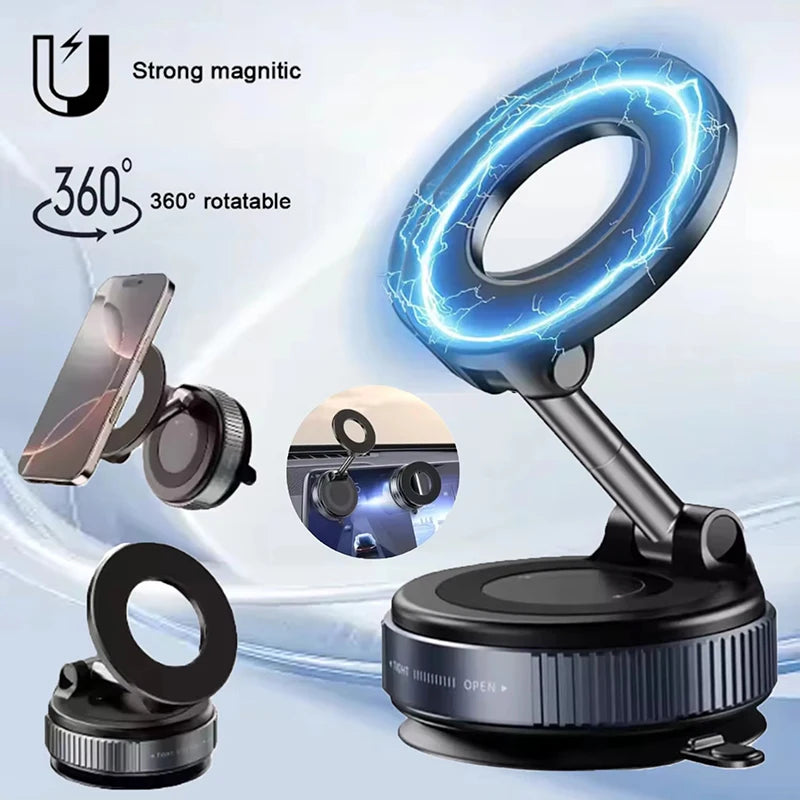 Foldable Magnetic Car Phone Holder With 360 Degree Rotation Base