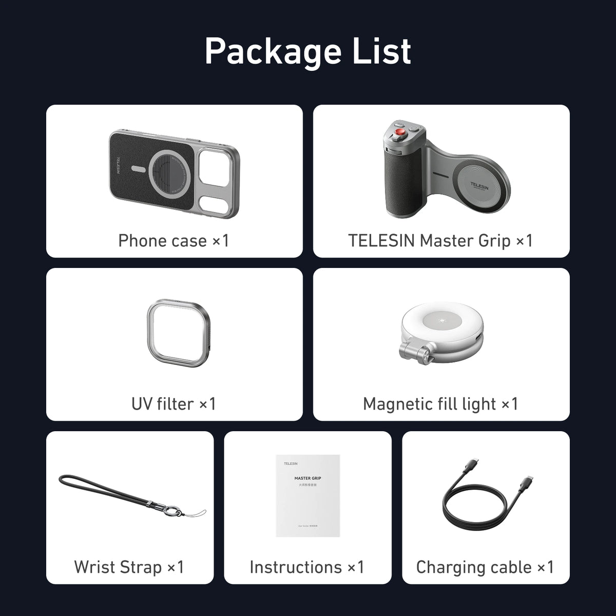 TELESIN Master Grip Phone Camera Holder With Wireless Charging