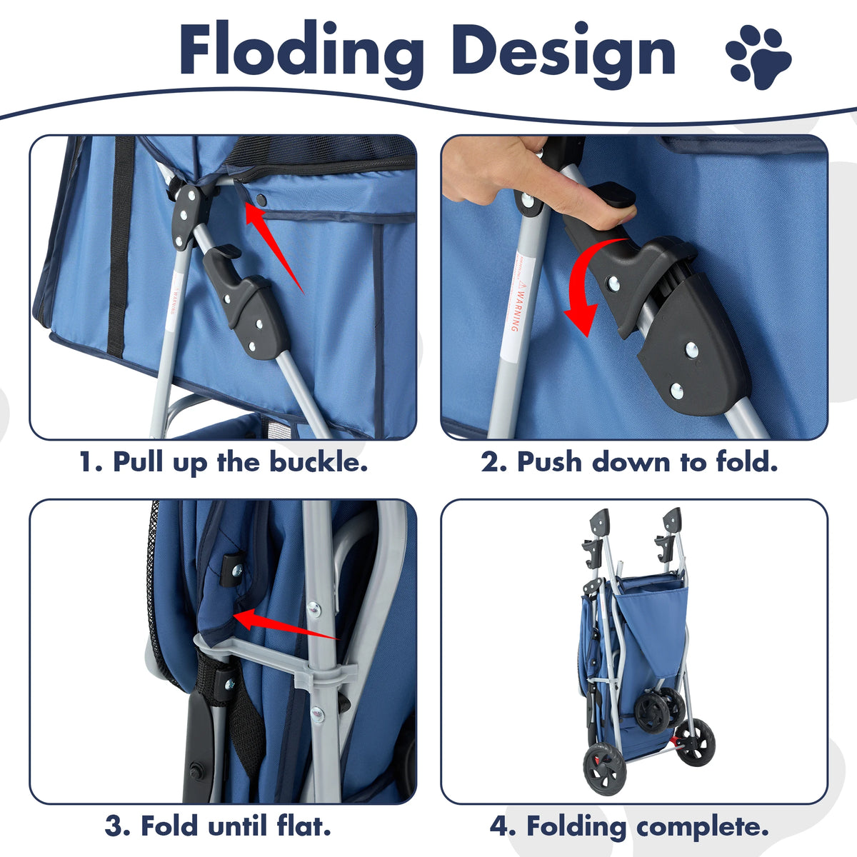 Foldable Three Wheel Pet Stroller For Small Dogs Daily Use