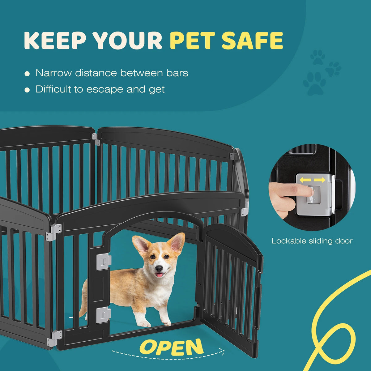 JHK Plastic Dog Playpen Expandable Pet Fence For Indoor Outdoor