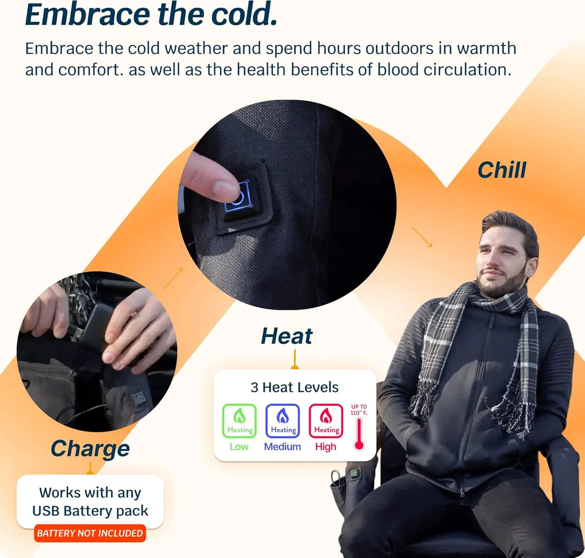 Alpcour Heated Reclining Stadium Seat With Waterproof Thick Padding