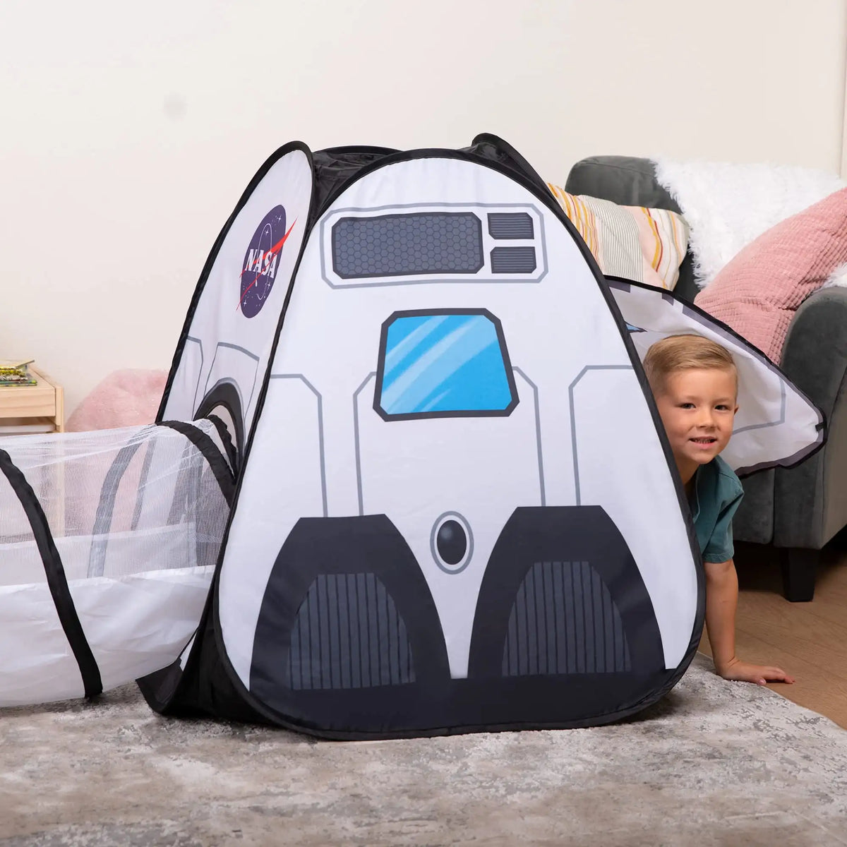 Joyfy Kids Rocket Ship Tent With Tunnel For Imagination Building