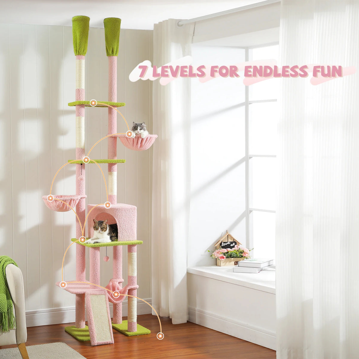 PAWZ Road Cactus Cat Tree Floor To Ceiling Tower