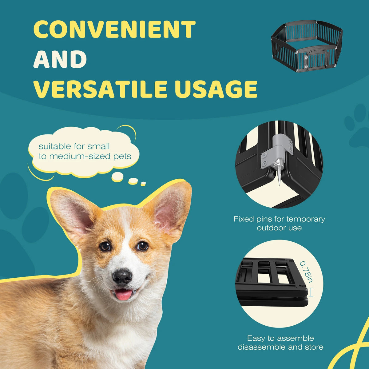 JHK Plastic Dog Playpen Expandable Pet Fence For Indoor Outdoor