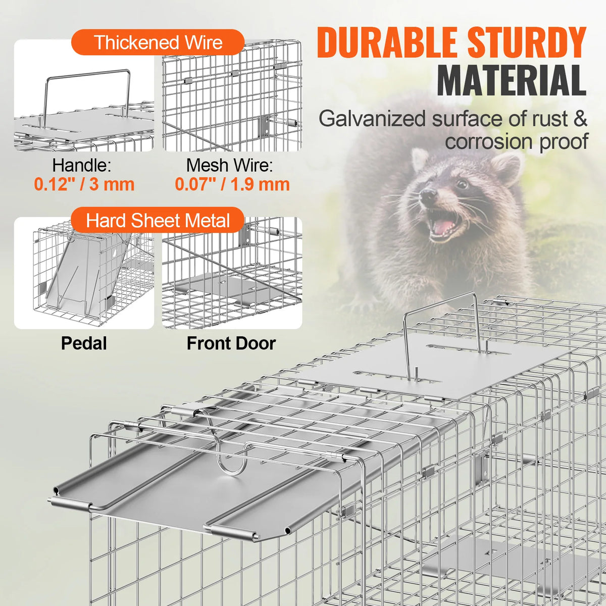 Humane Metal Live Animal Cage Trap For Rodents Cats Rabbits Squirrels