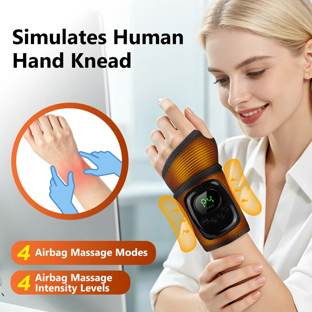 Hailicare Cordless Air Compression Wrist Massager With Heat Therapy