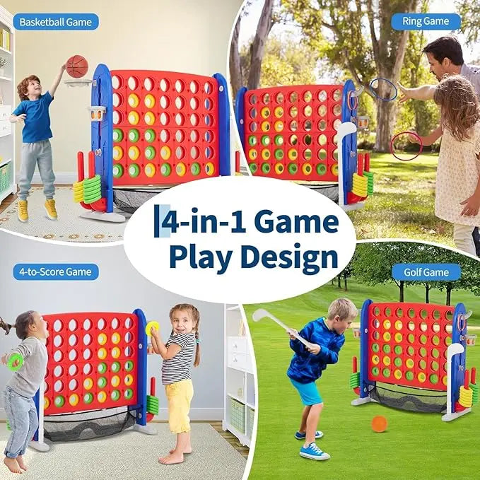 HiMISS Giant Connect 4 Game With Golf Basketball Ring Toss