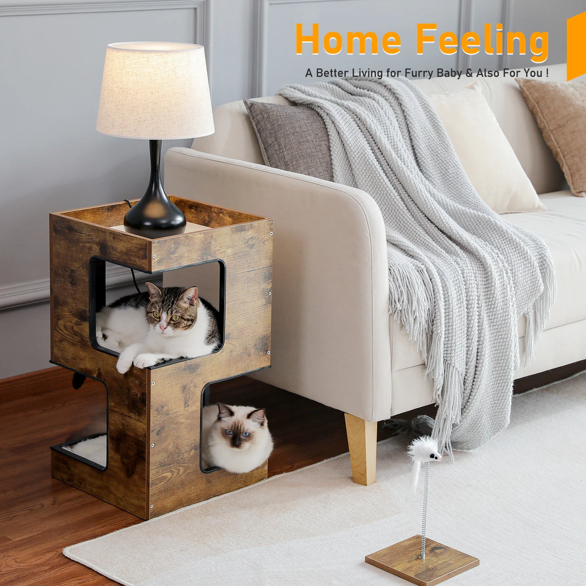 Pawz Road Wood Cat Condo With Integrated Scratching Platform