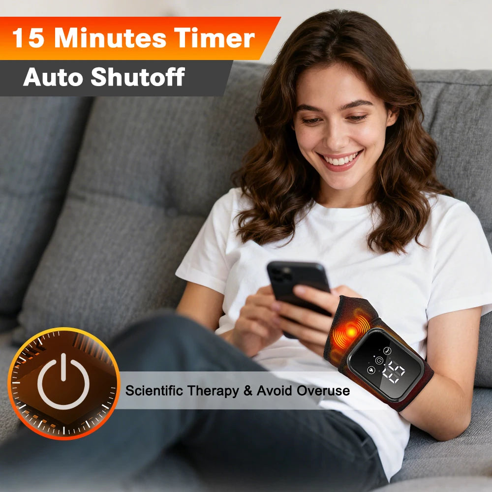 Agdoad Electric Heating Wrist Massager Vibration Brace Carpal Relief