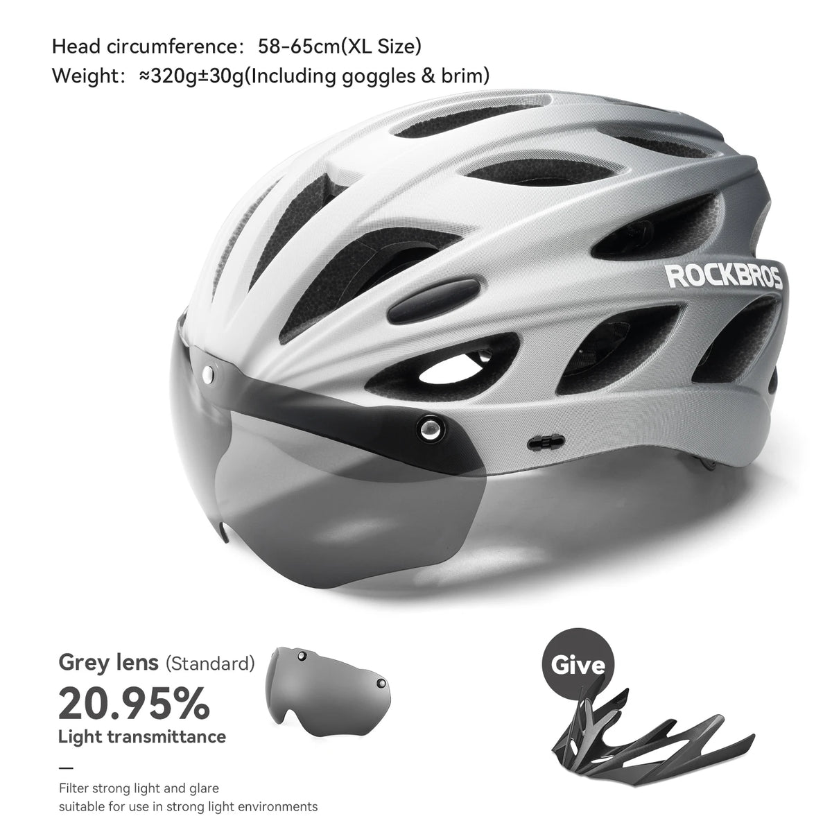 ROCKBROS Lightweight Cycling Helmet With Integrated Protective Goggles