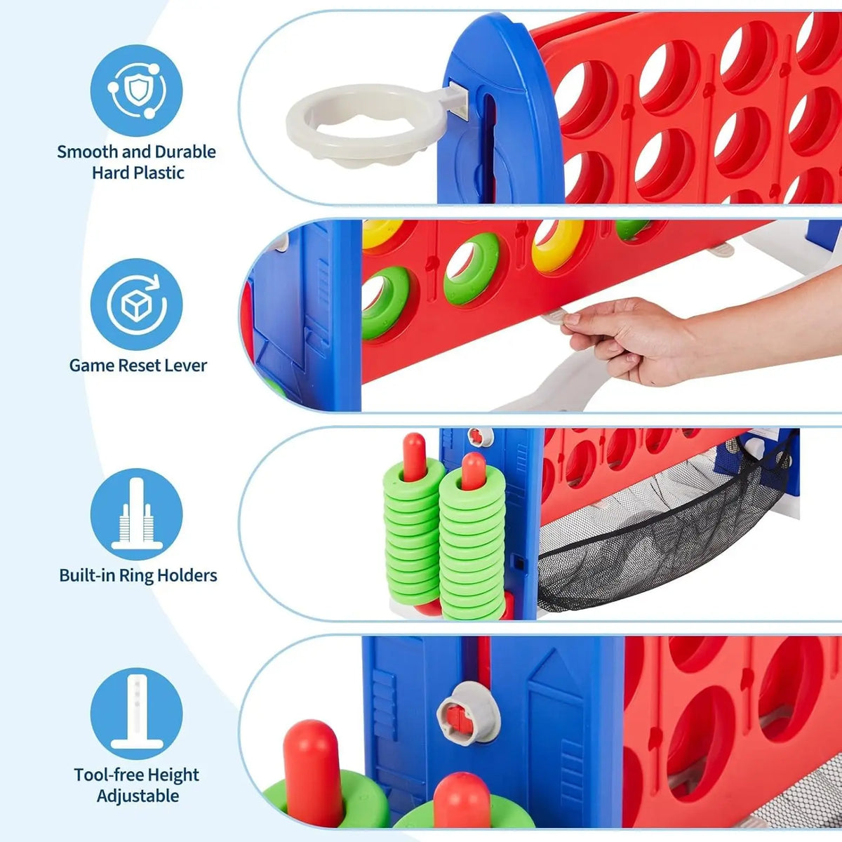 HiMISS Giant Connect 4 Game With Golf Basketball Ring Toss