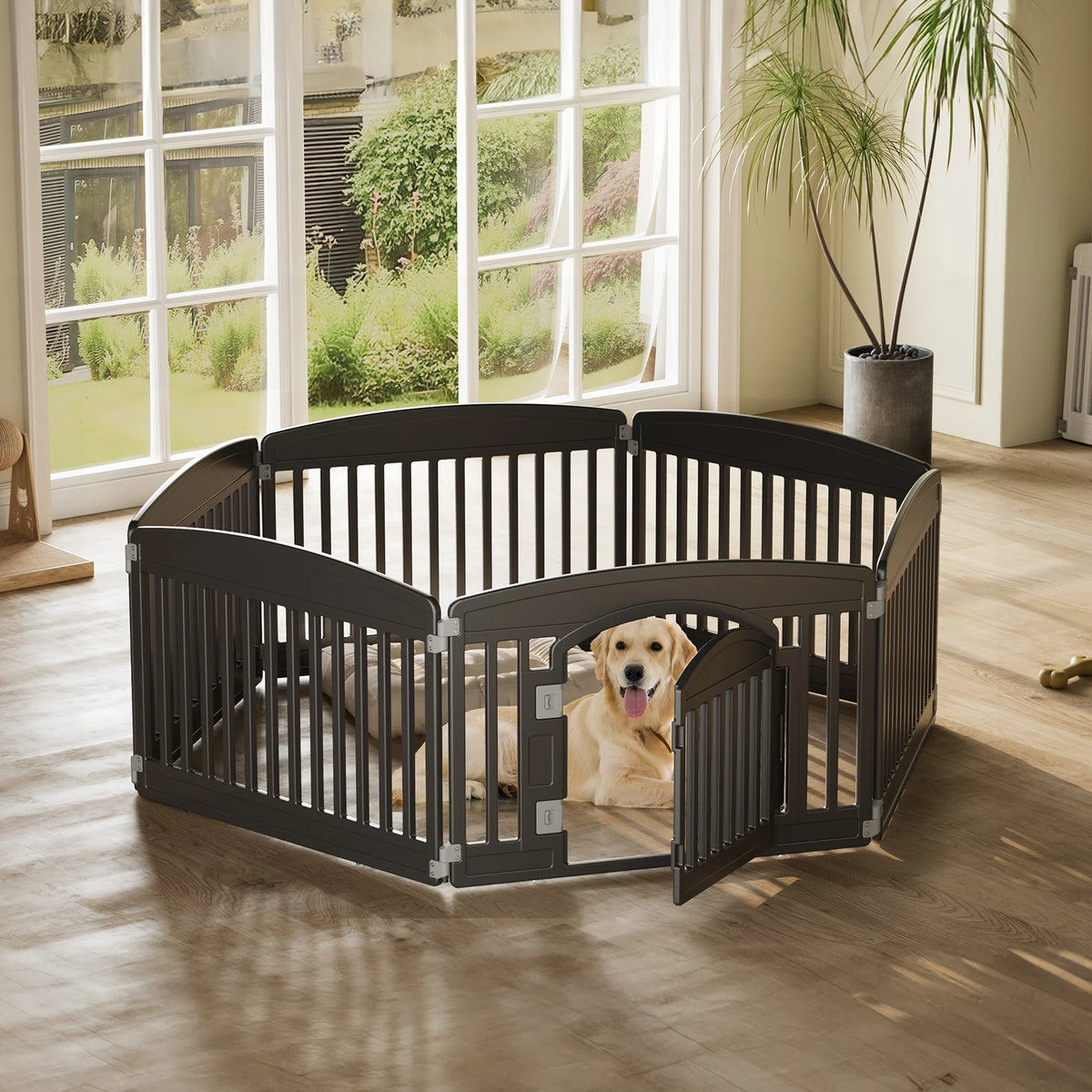 JHK Plastic Dog Playpen Expandable Pet Fence For Indoor Outdoor