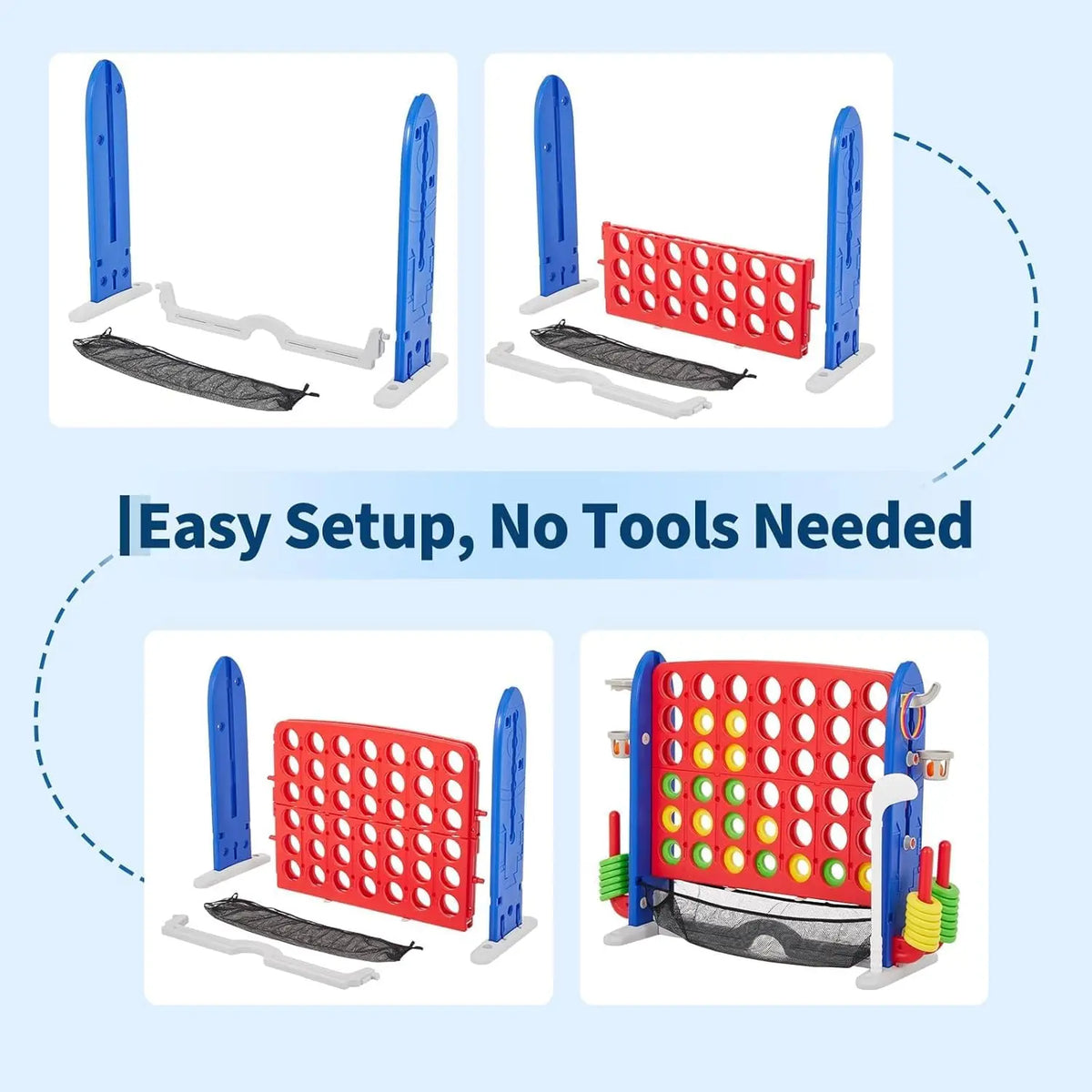 HiMISS Giant Connect 4 Game With Golf Basketball Ring Toss