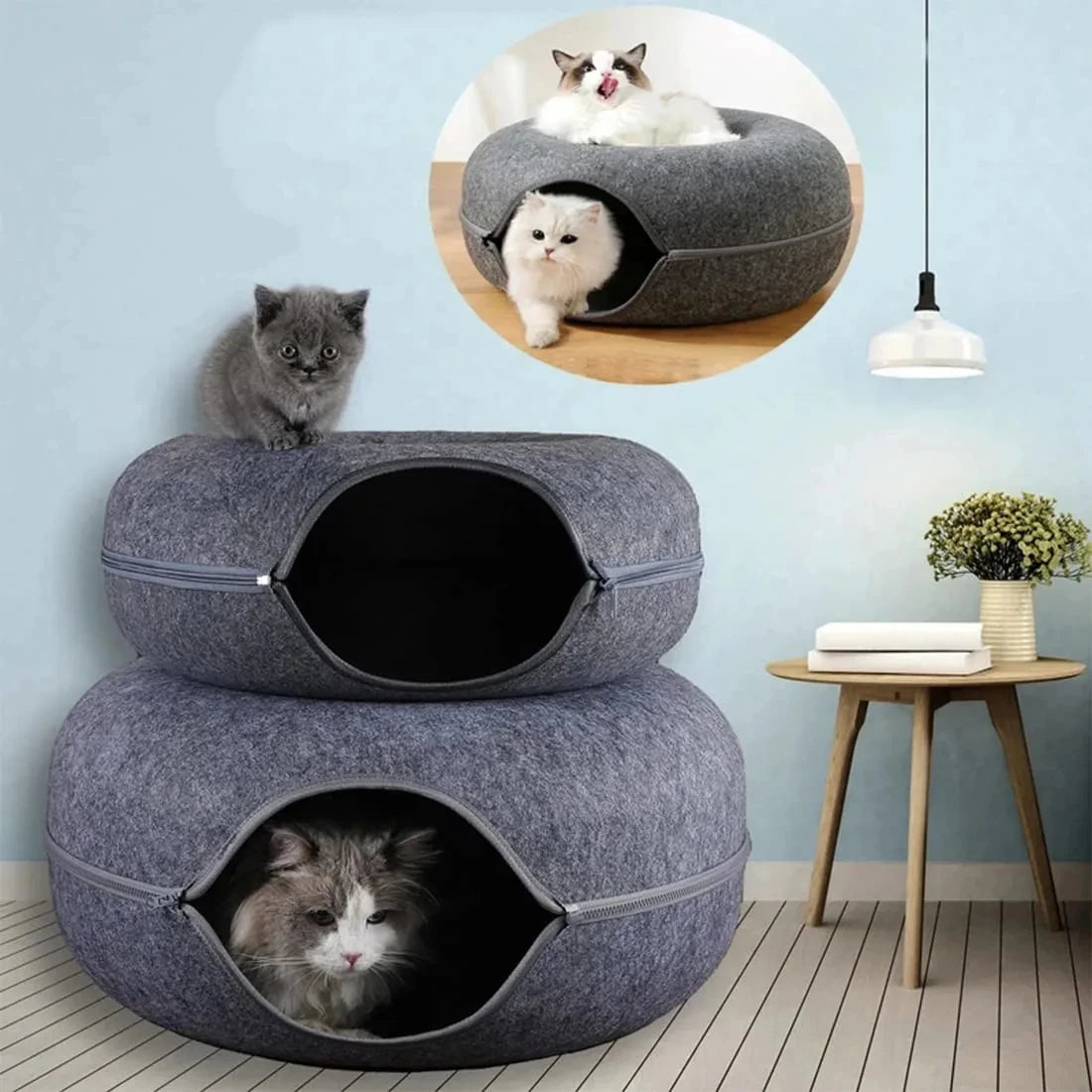 Interactive Wool Cat Tunnel Nest Bed For Sleeping Kittens