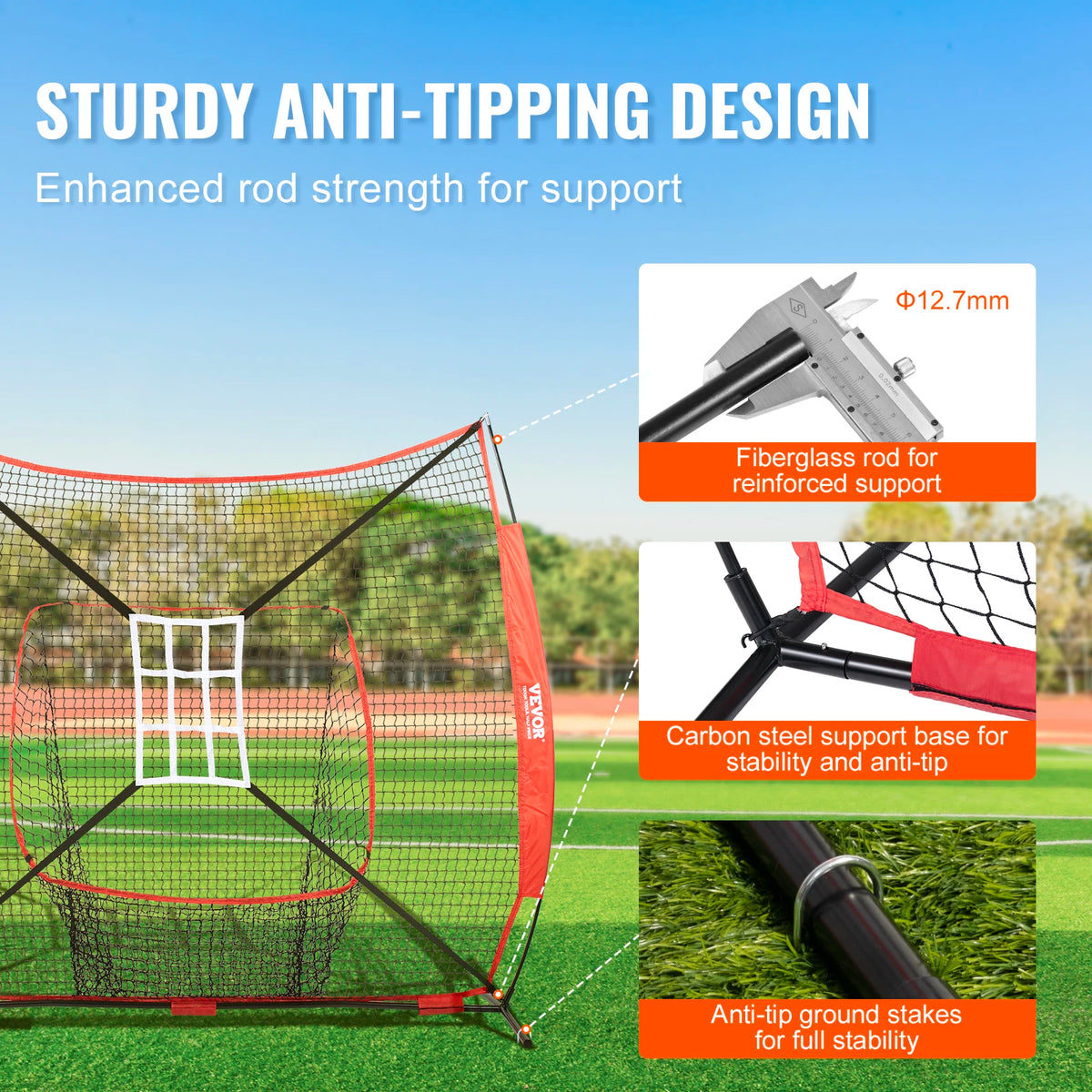 Portable Baseball Softball Backstop Net With Carry Bag Ball Collector