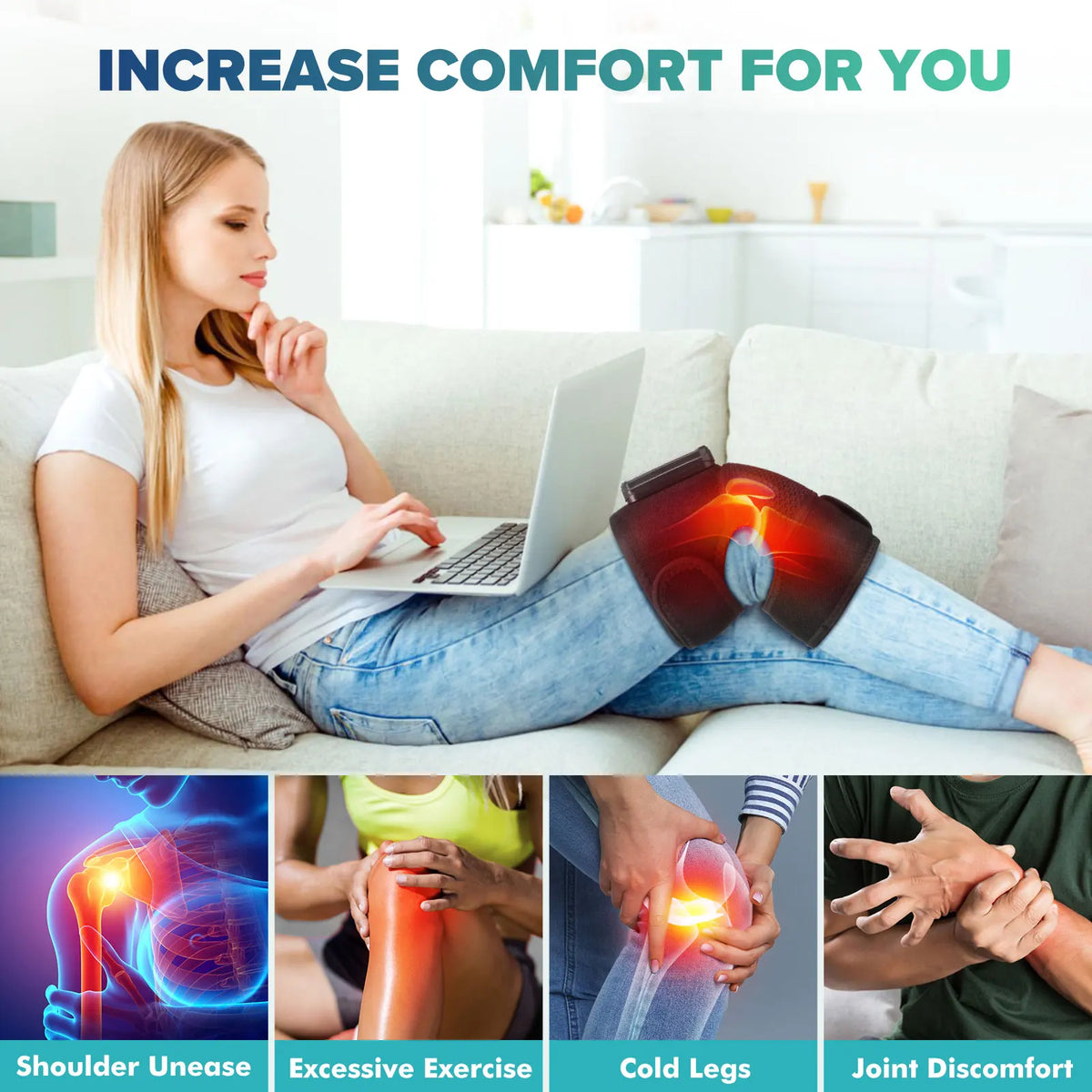 Hailicare Cordless Heated Knee Massager With Vibration Therapy