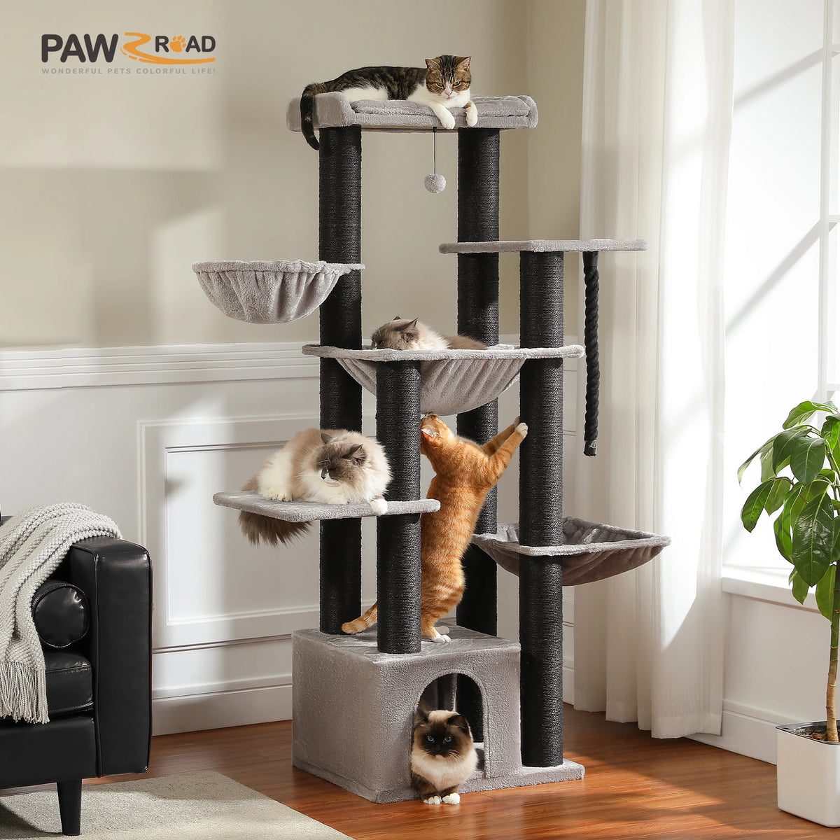 PAWZ Road Multi Level Cat Tower With Sisal Posts Hammock