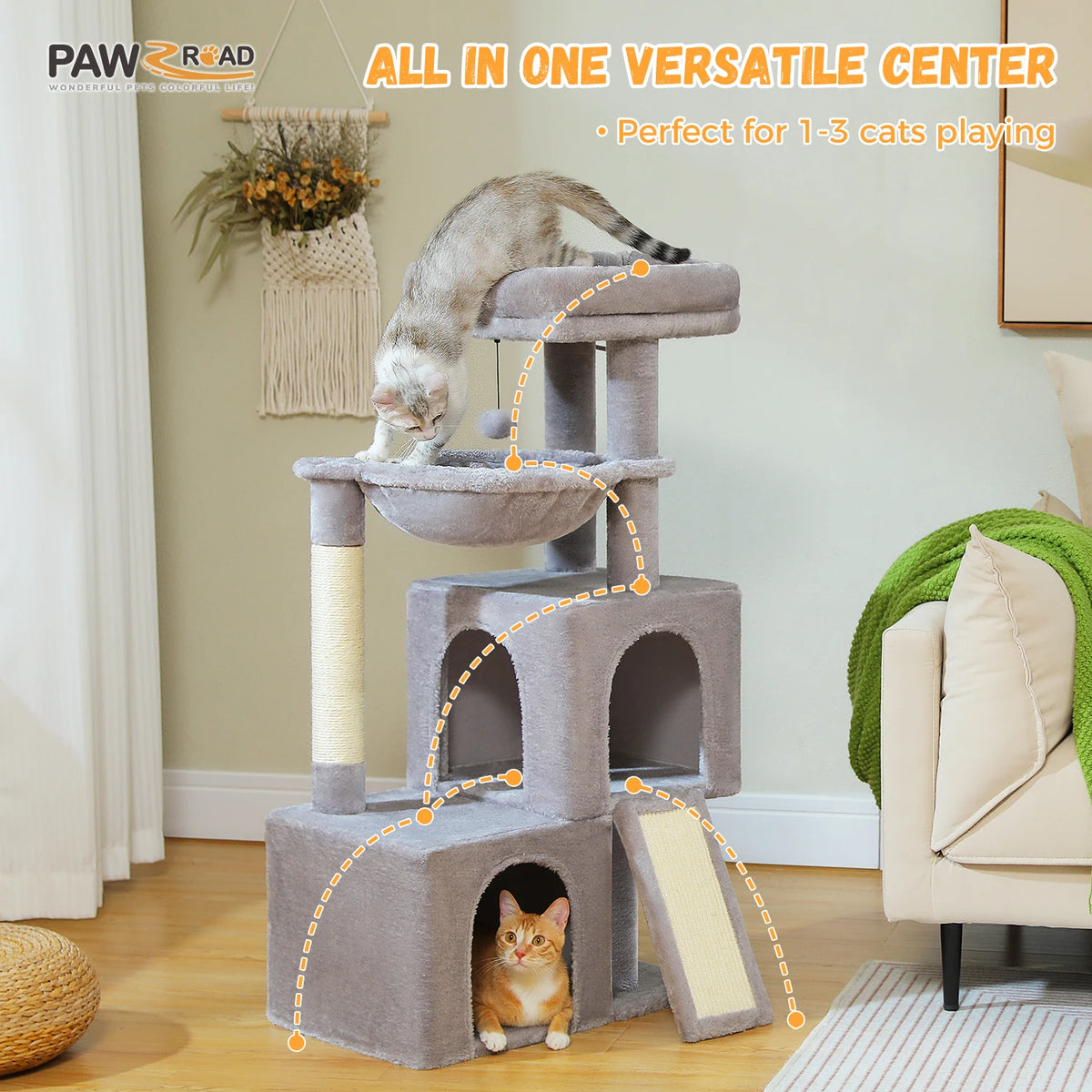 PAWZ Road Multi Level Cat Tower With Sisal Scratching Post