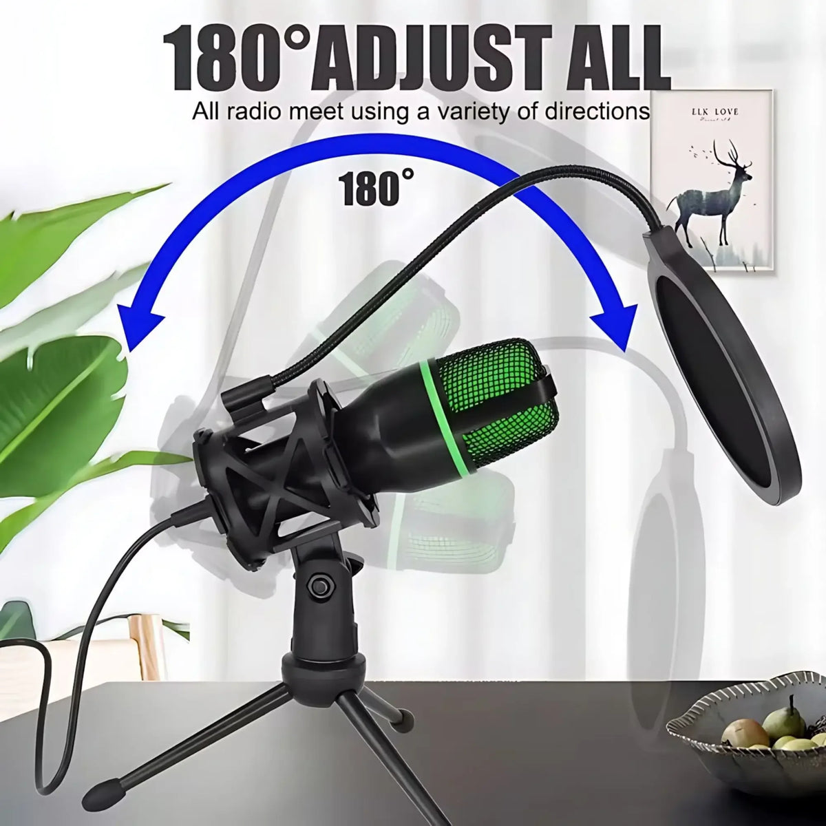 Stonego Usb Condenser Microphone With Rgb Tripod And Mute Button