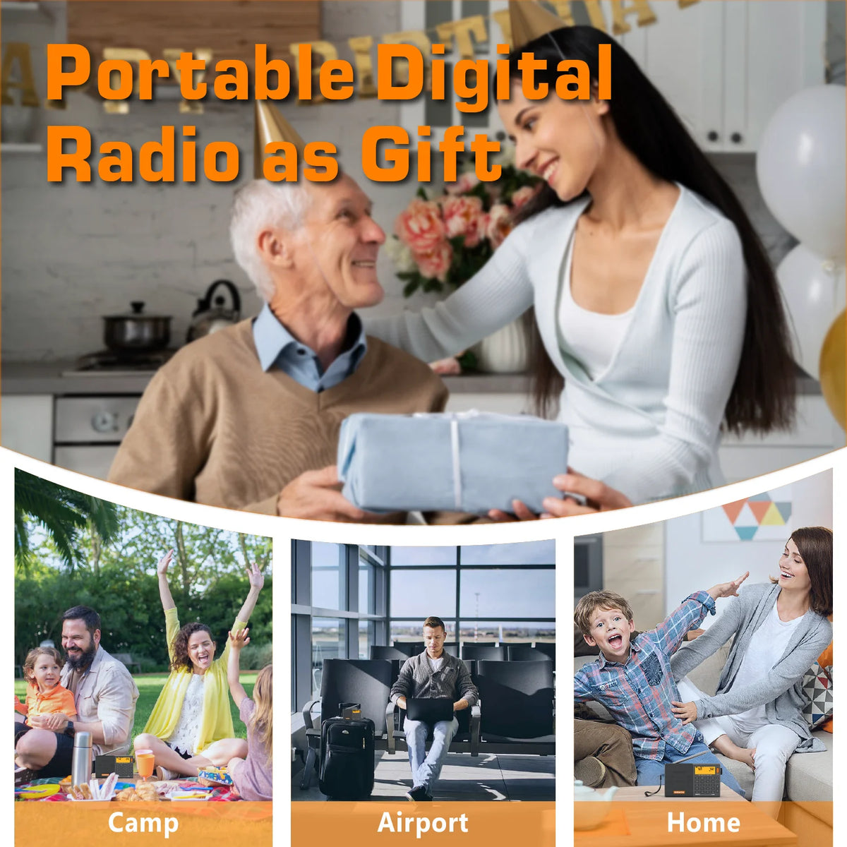 XhDATA D-808 Full Band Portable Radio With Stereo Audio