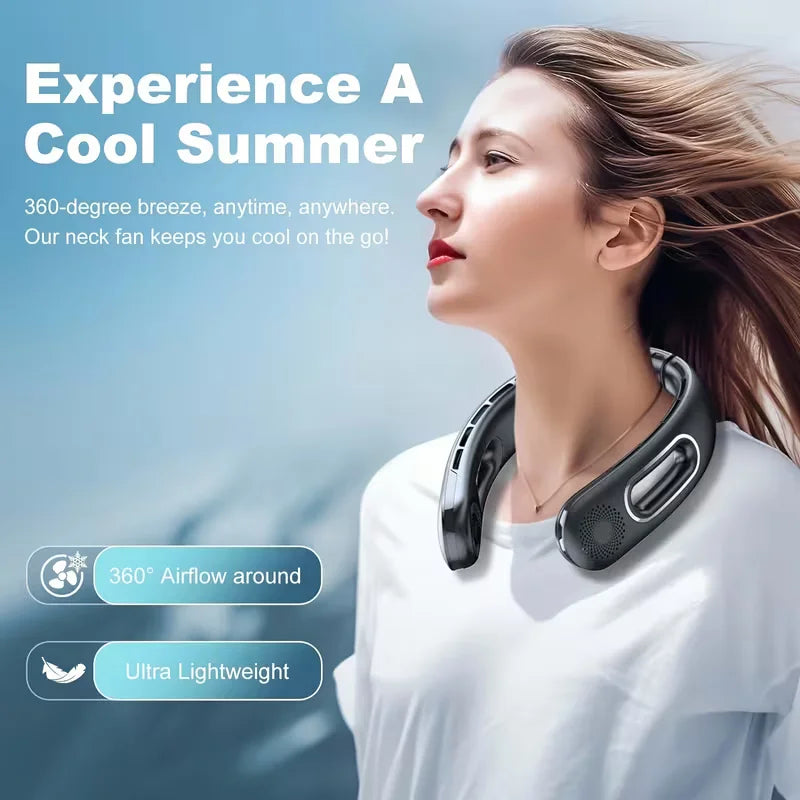 Portable USB Rechargeable Bladeless Neck Fan With Four Speed Settings
