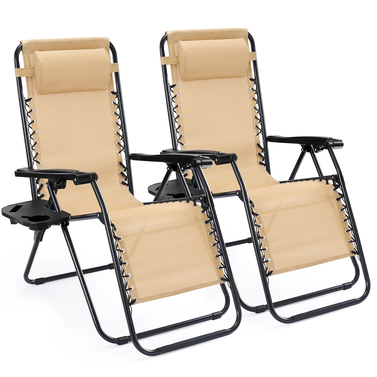 JHK Zero Gravity Outdoor Recliner Chairs With Cup Holder Trays
