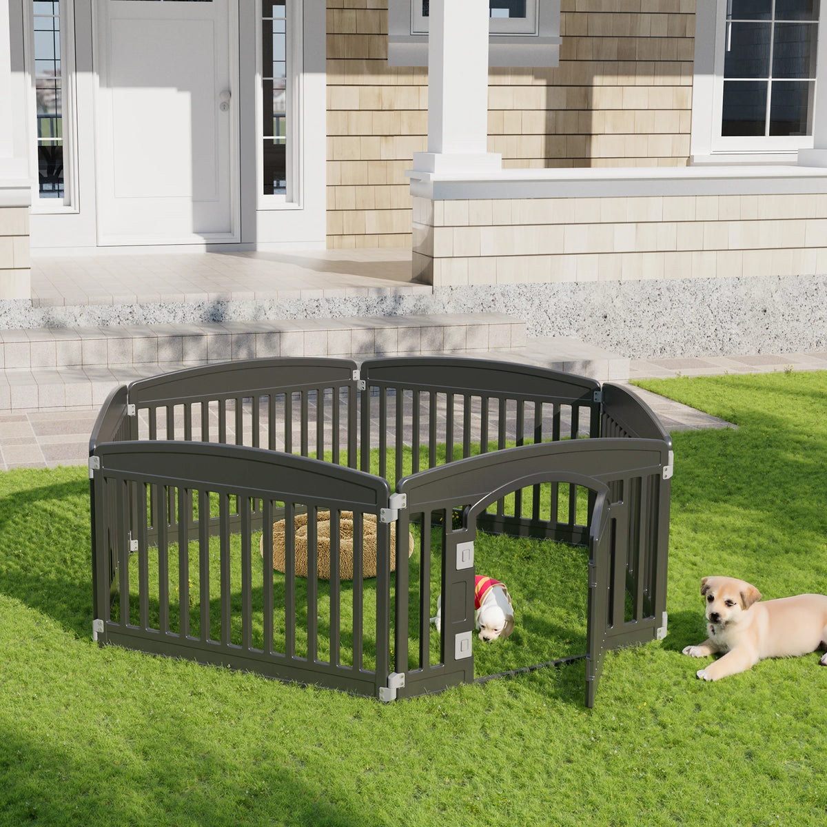 JHK Plastic Dog Playpen Expandable Pet Fence For Indoor Outdoor