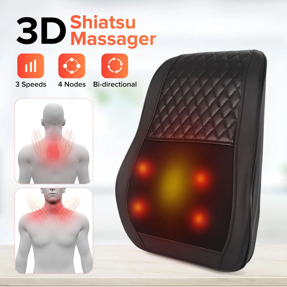LINGTENG Cordless Neck Back Massager With Heat And 3D Acupressure