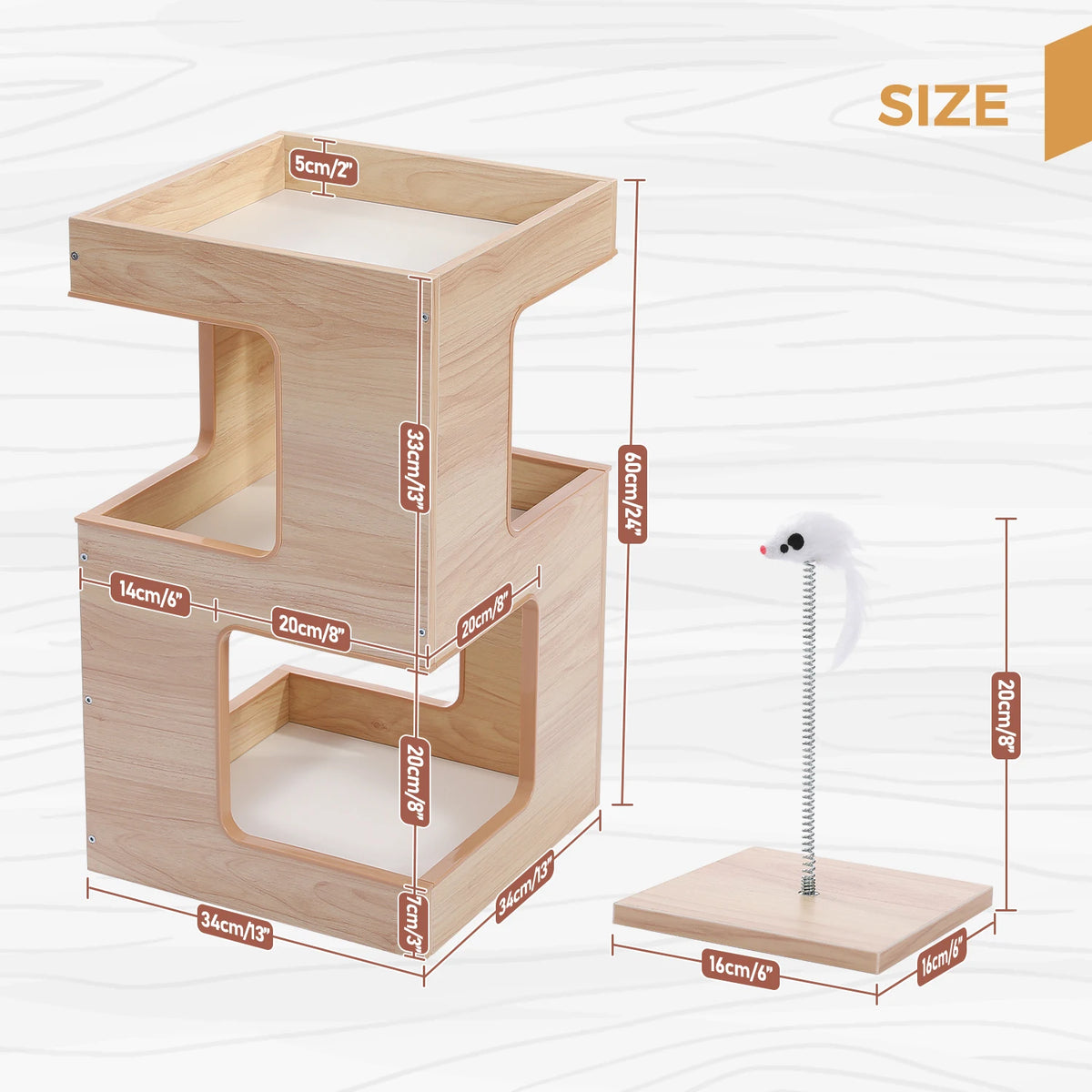 Pawz Road Wood Cat Condo With Integrated Scratching Platform