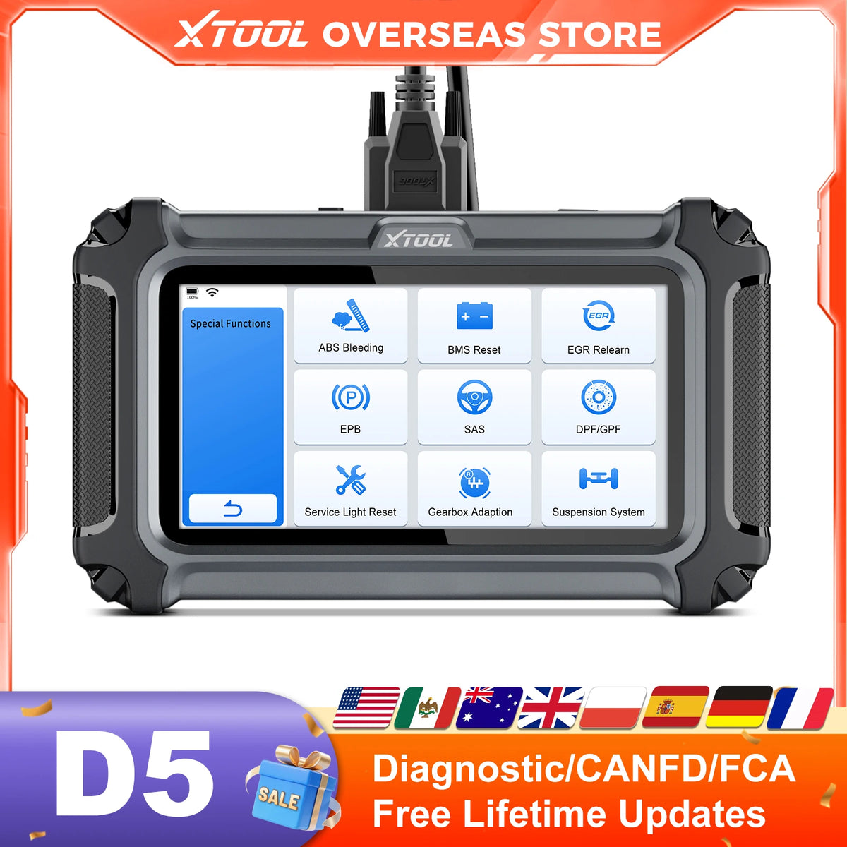 XTOOL D5 OBD2 Automotive Diagnostic Scanner With FCA Support