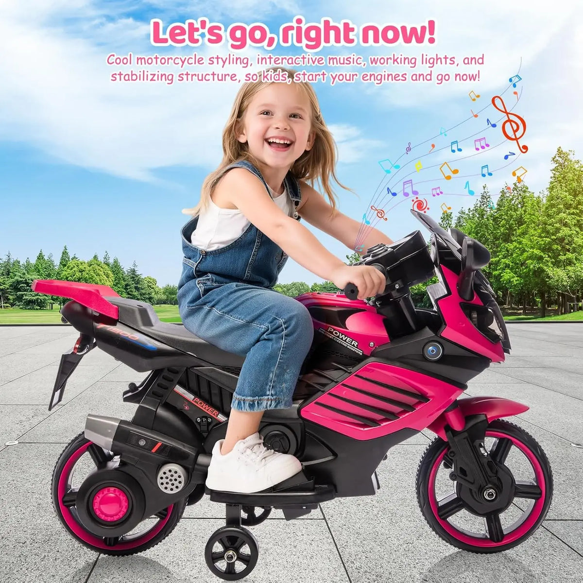 HiMISS Kids Electric Motorcycle Ride On Toy With Training Wheels