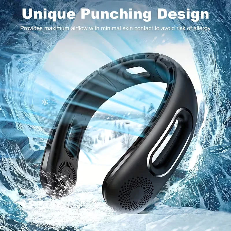 Portable USB Rechargeable Bladeless Neck Fan With Four Speed Settings