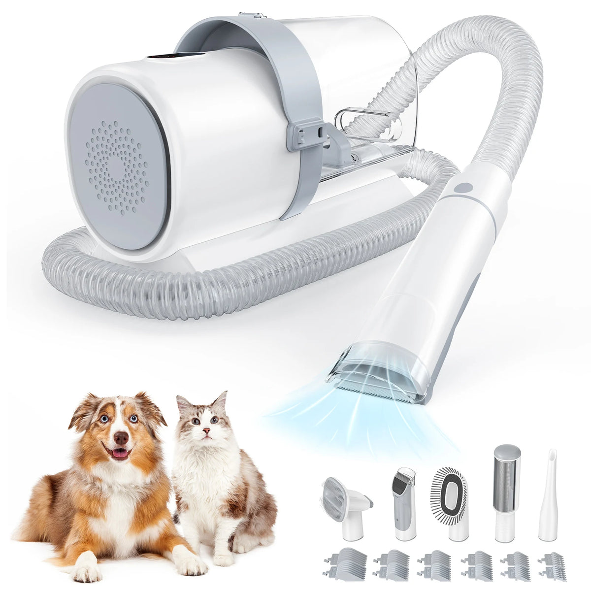 Low Noise Pet Grooming Vacuum Kit With Clipper Attachment