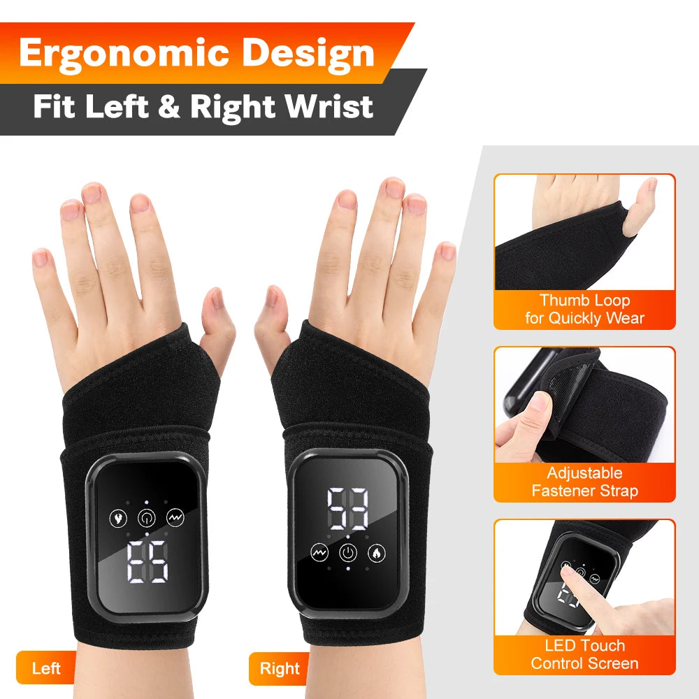 Agdoad Electric Heating Wrist Massager Vibration Brace Carpal Relief