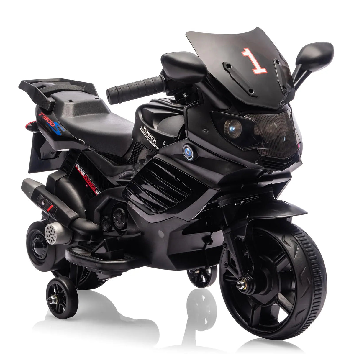 HiMiss Kids Ride On Motorcycle With Training Wheels And Music