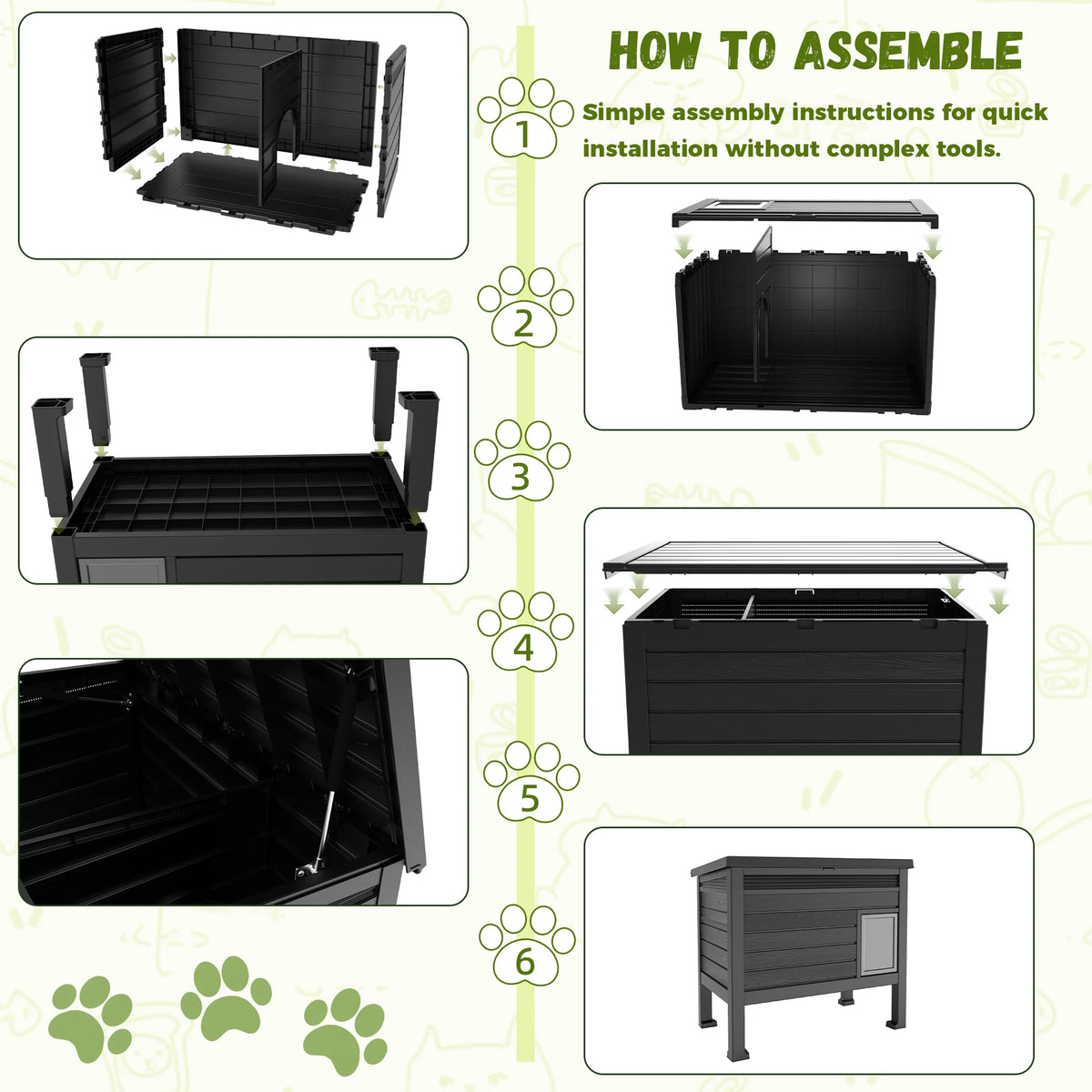 Weatherproof Resin Elevated Cat Shelter With Openable Roof For Outdoors