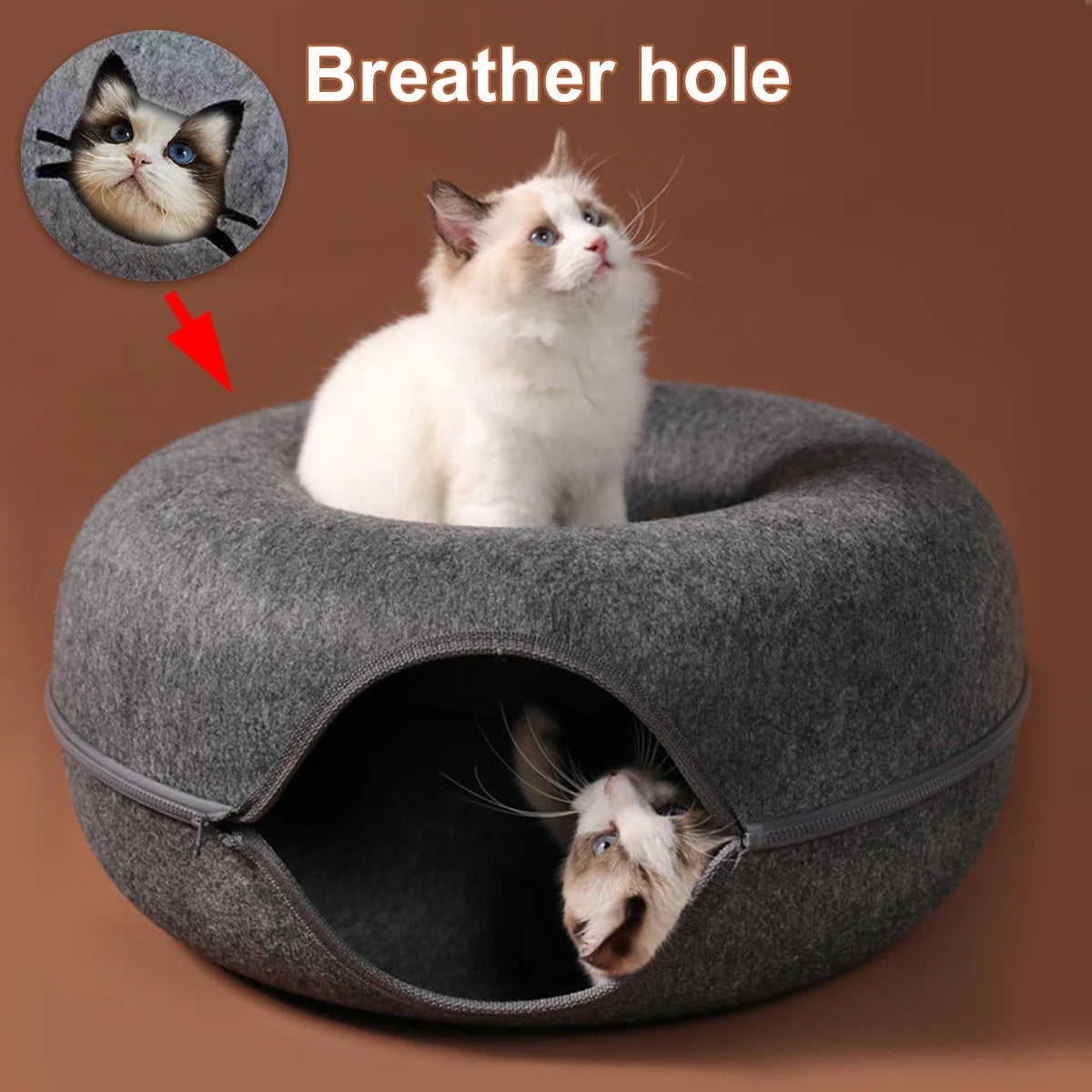 Interactive Wool Cat Tunnel Nest Bed For Sleeping Kittens