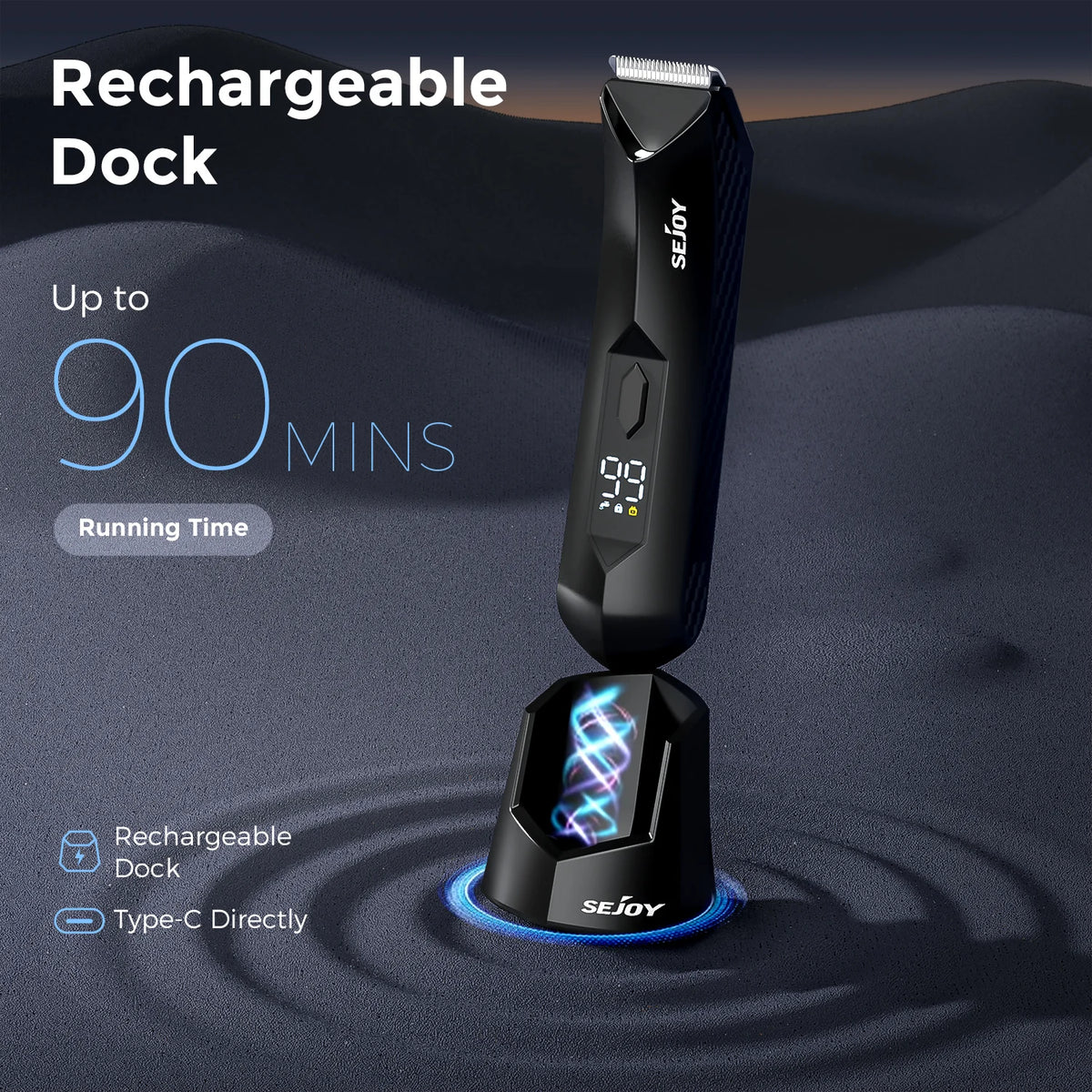 Sejoy Waterproof Electric Body Hair Trimmer With LED Display