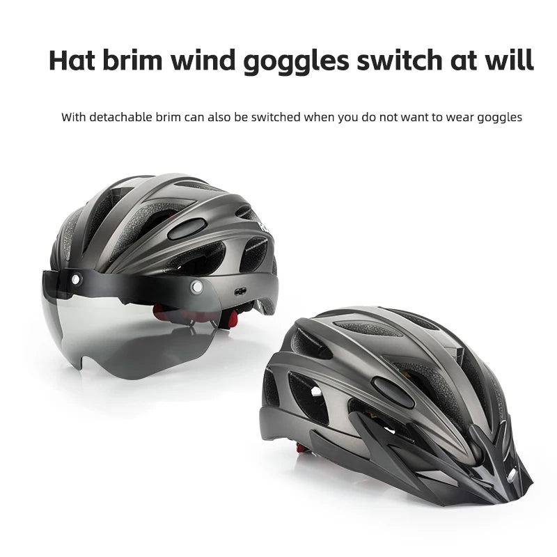 ROCKBROS Lightweight Cycling Helmet With Integrated Protective Goggles