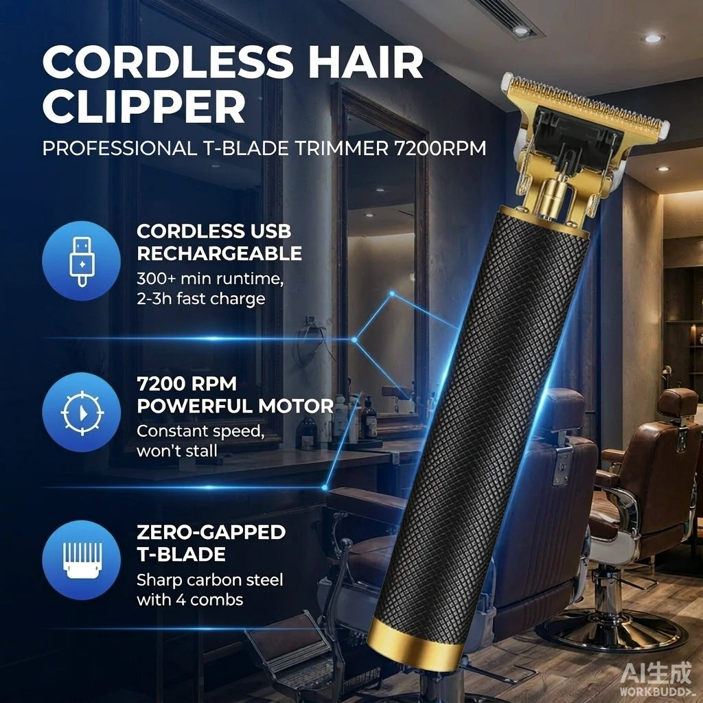 Rechargeable Cordless Hair Clipper And Beard Trimmer With USB Charging