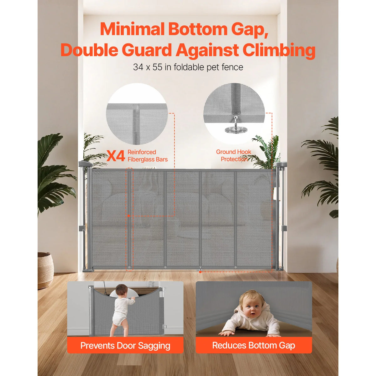 SucceBuy Retractable Mesh Safety Gate For Kids And Pets