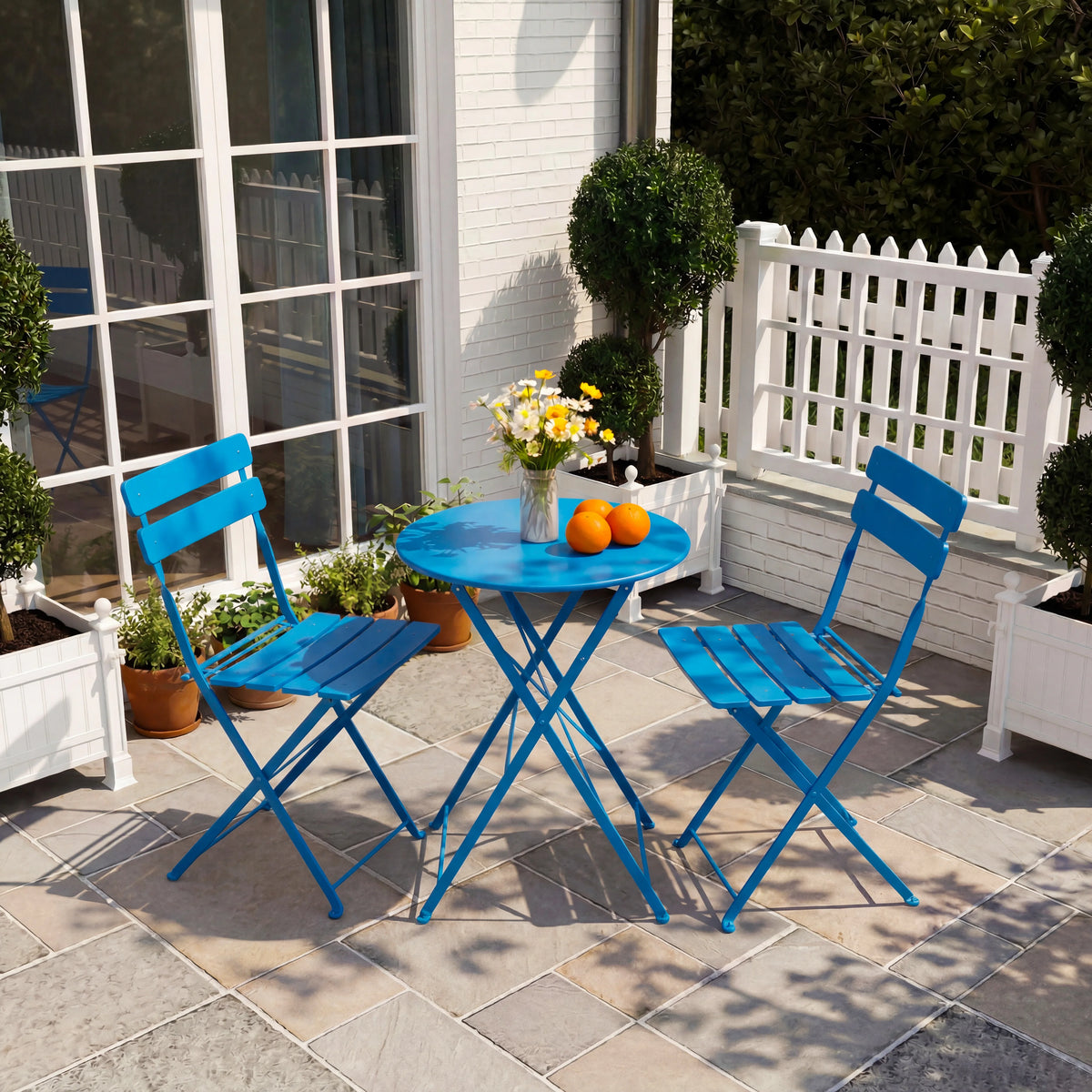TUAREX Folding Steel Bistro Set For Outdoor Patio Garden