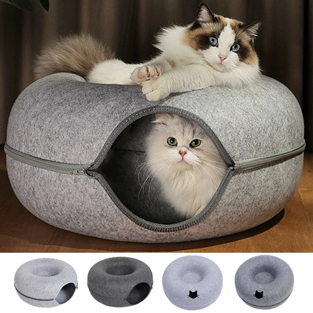 Interactive Wool Cat Tunnel Nest Bed For Sleeping Kittens