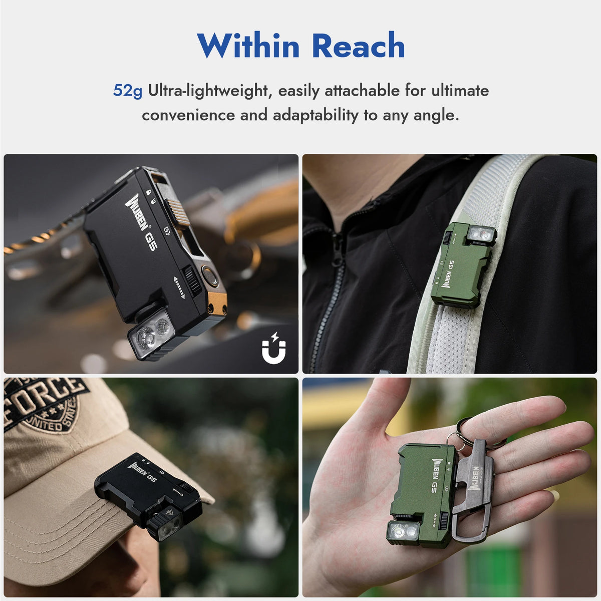 WUBEN G5 Magnetic LED Flashlight 400 Lumens USB-C Rechargeable EDC
