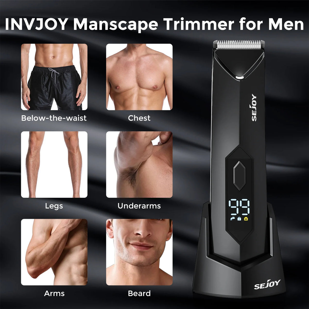 Sejoy Waterproof Electric Body Hair Trimmer With LED Display