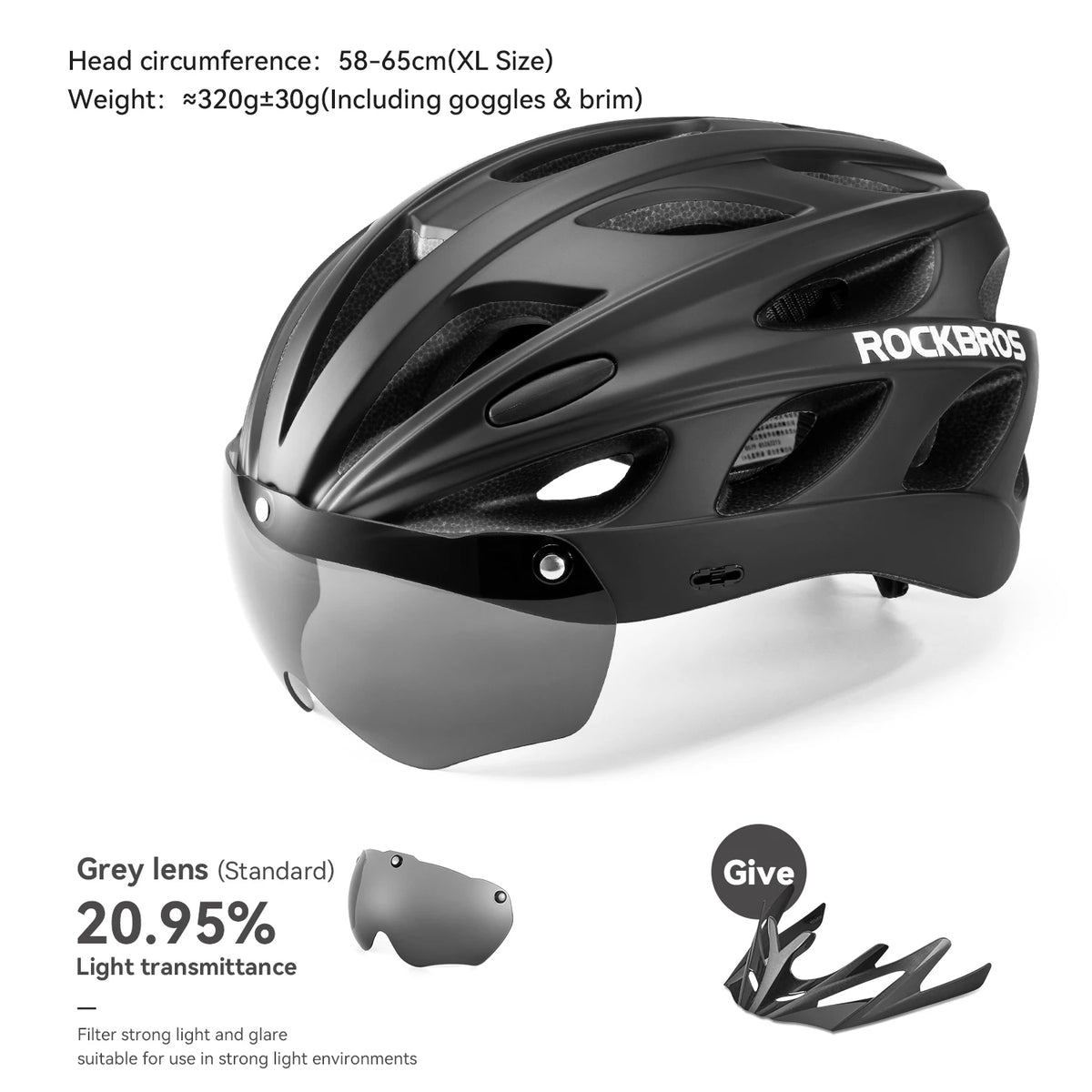 ROCKBROS Lightweight Cycling Helmet With Integrated Protective Goggles