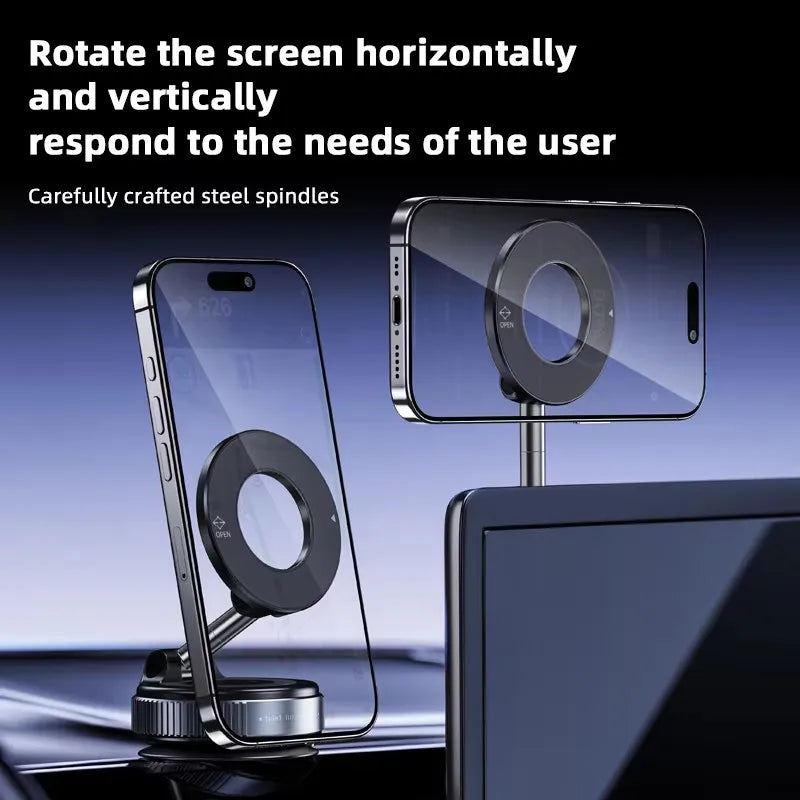 Foldable Magnetic Car Phone Holder With 360 Degree Rotation Base