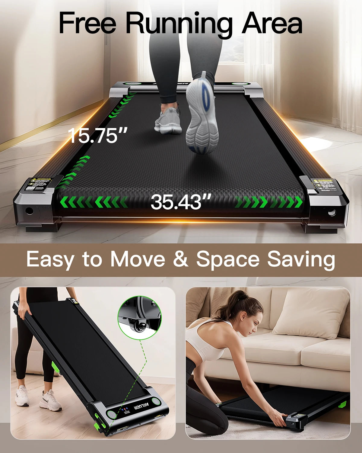 Akluer Portable Under Desk Treadmill With Led Display And Incline