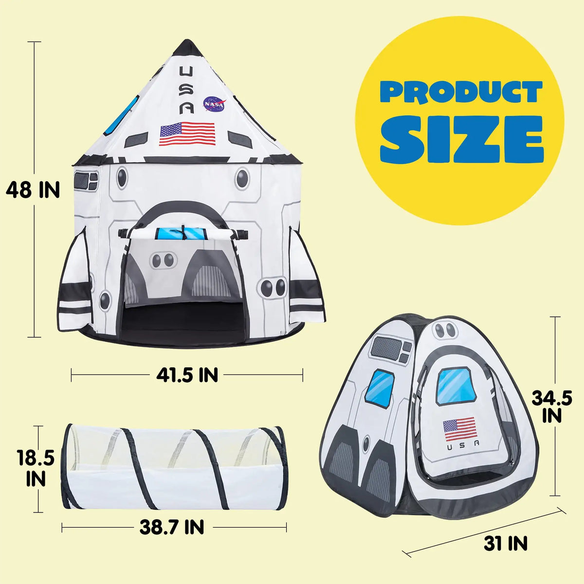 Joyfy Kids Rocket Ship Tent With Tunnel For Imagination Building
