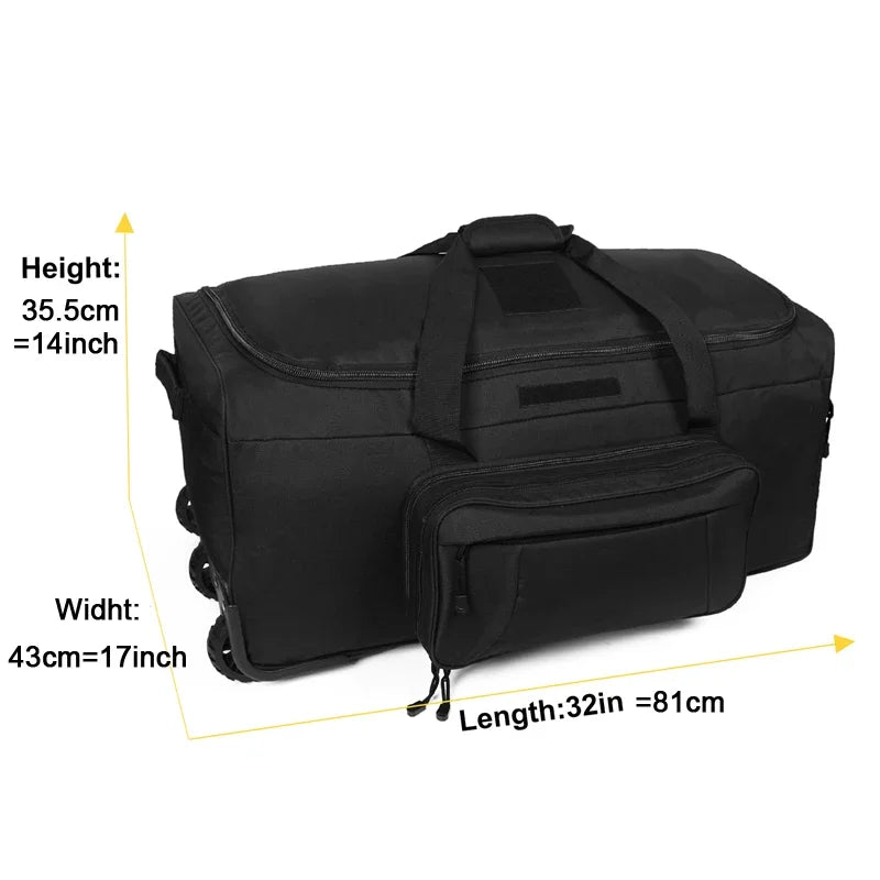 Q Brand Wheeled Tactical Duffel Bag For Heavy Camping Gear